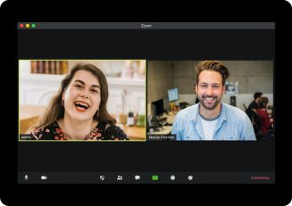A happy video conversation of a man and a woman A happy video conversation of a man and a woman